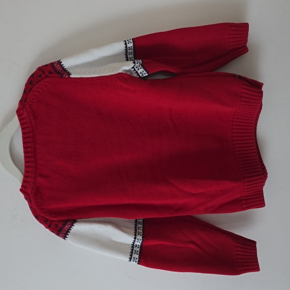 Janie and Jack Red and White Moose Crewneck Sweater Boys Size 5 - Picture 4 of 6